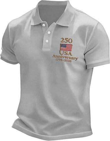 250 Anniversary USA Shirt Mens American Flag Patriotic 4th of July Shirts Casual Collared Short Sleeve Golf Polo Tops in Saudi Arabia