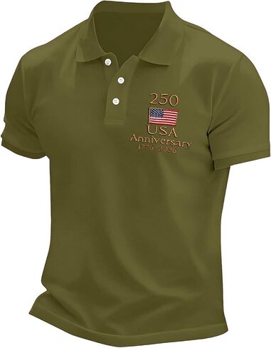 250 Anniversary USA Shirt Mens American Flag Patriotic 4th of July Shirts Casual Collared Short Sleeve Golf Polo Tops in Saudi Arabia