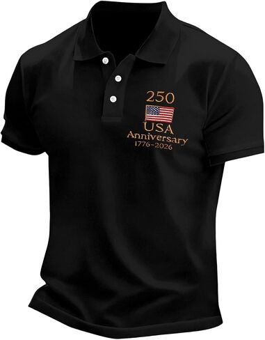 250 Anniversary USA Shirt Mens American Flag Patriotic 4th of July Shirts Casual Collared Short Sleeve Golf Polo Tops in Saudi Arabia