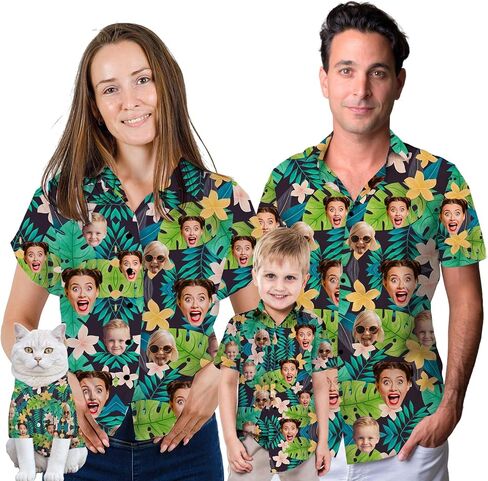Custom Hawaiian Shirt with Dog Face Photos Picture Personalized Men's Hawaii T Shirts Gifts for Men Women Design Your own in Saudi Arabia