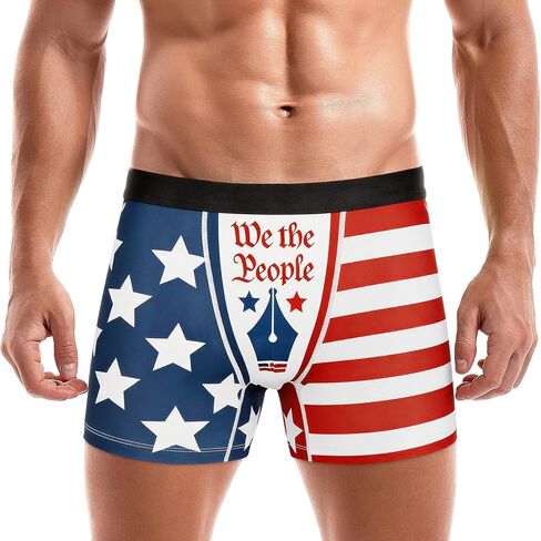 Funny American Flag Boxer Briefs for Men, Patriotic Print Underwear, 4th of July Gag Gift in Saudi Arabia