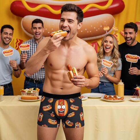 Funny Boxers for Men Novelty Hotdog Dumpster Underwear Men's Briefs Shorts for Father's Day Gag Gifts Adults Prank in Saudi Arabia
