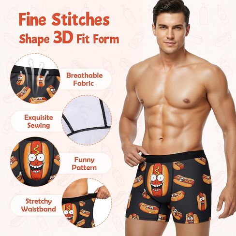 Funny Boxers for Men Novelty Hotdog Dumpster Underwear Men's Briefs Shorts for Father's Day Gag Gifts Adults Prank in Saudi Arabia
