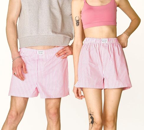 Striped Unisex Boxer Shorts, S/M/L/XL, 100% Cotton, Multiple Colors in Kuwait