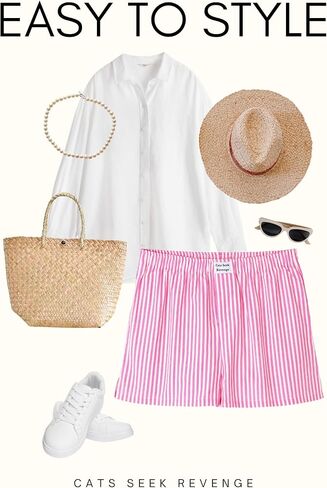 Striped Unisex Boxer Shorts, S/M/L/XL, 100% Cotton, Multiple Colors in Kuwait