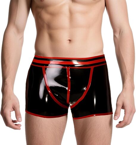 IOKUKI Latex Rubber Boxer Shorts Men,Latex Stretch Shorts Handmade Panties for Cosplay Theme Party in Saudi Arabia