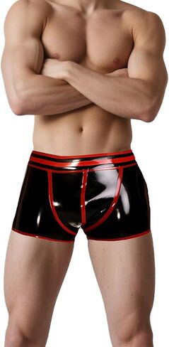 IOKUKI Latex Rubber Boxer Shorts Men,Latex Stretch Shorts Handmade Panties for Cosplay Theme Party in Saudi Arabia