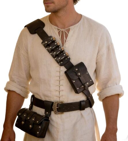 6Pcs Medieval Renaissance Leather Belt Set in Saudi Arabia