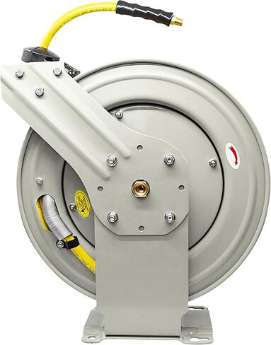 Klutch Auto-Rewind Air Hose Reel, with 1/2in.. x 50ft. Oil-Resistant Rubber Hose, 300 PSI, Model# OSRDA1250-NT in Saudi Arabia