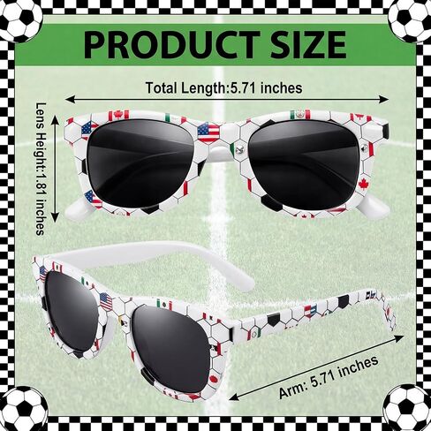 Kingdder 16 Pcs Soccer Sunglasses Bulk American Canada Mexico Flag Soccer Party Favors Sunglasses Sports Ball Glasses Gifts for International Events Sports Game Team Celebrations Party Prizes in Kuwait