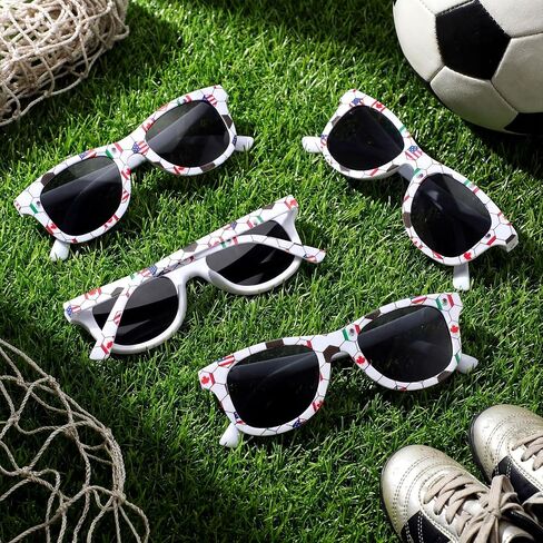 Kingdder 16 Pcs Soccer Sunglasses Bulk American Canada Mexico Flag Soccer Party Favors Sunglasses Sports Ball Glasses Gifts for International Events Sports Game Team Celebrations Party Prizes in Kuwait