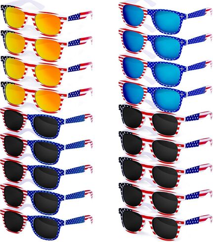 18 Pairs American Flag Sunglasses, 4th of July Accessories Parade Eyewear Patriotic Party Favor Supplies for Women Men Teens Kids Independence Day Memorial Day National Holiday Red White Blue Decor in Saudi Arabia