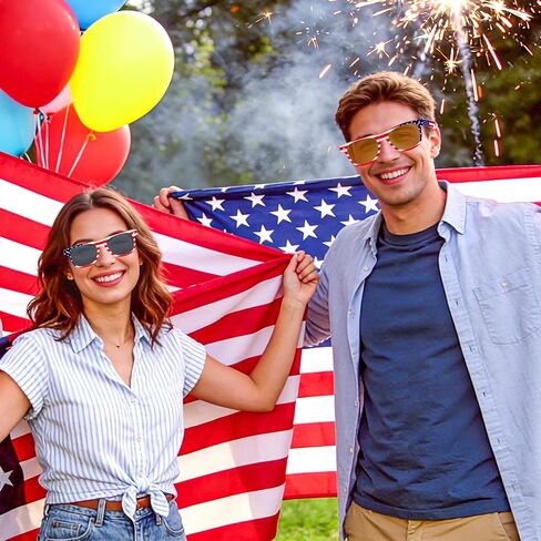 18 Pairs American Flag Sunglasses, 4th of July Accessories Parade Eyewear Patriotic Party Favor Supplies for Women Men Teens Kids Independence Day Memorial Day National Holiday Red White Blue Decor in Saudi Arabia