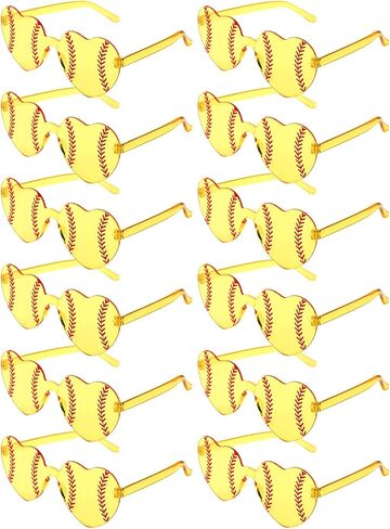 Softball Shaped Sunglasses, 12-Pack Vibrant Yellow Novelty Party Glasses for Team Spirit Themed Events in Kuwait