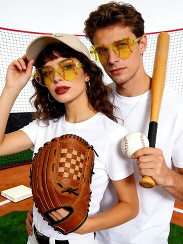 Softball Shaped Sunglasses, 12-Pack Vibrant Yellow Novelty Party Glasses for Team Spirit Themed Events in Kuwait