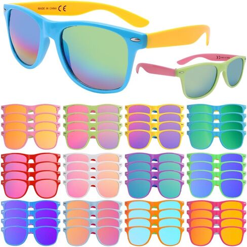 48 Pack 12 Colors Neon Party Sunglasses Bulk with UV400 Protection,Party Favors for Goodie Bags Stuffers,Pool,Beach,Summer,Birthday Party Supply for Kids Teens adults in Kuwait