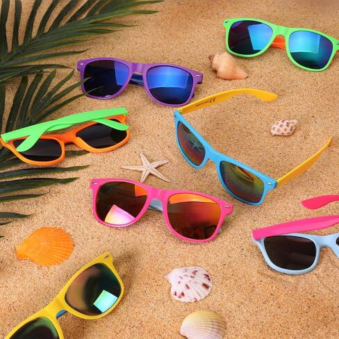 48 Pack 12 Colors Neon Party Sunglasses Bulk with UV400 Protection,Party Favors for Goodie Bags Stuffers,Pool,Beach,Summer,Birthday Party Supply for Kids Teens adults in Kuwait
