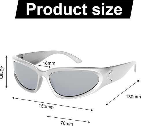 3Pack Y2K Wrap Around Sunglasses for Men Women Silver Glasses Retro 90s Fashion Sport Shades Eyeglasses in Kuwait