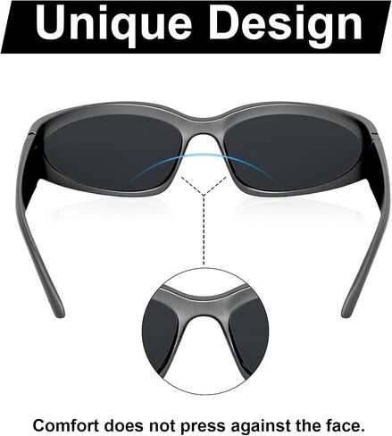 3Pack Y2K Wrap Around Sunglasses for Men Women Silver Glasses Retro 90s Fashion Sport Shades Eyeglasses in Kuwait
