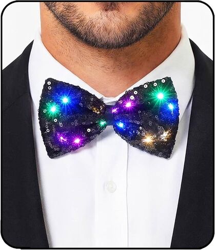 Yonamix Light Up Bow Tie Sequin Led Bowtie for Men in Saudi Arabia
