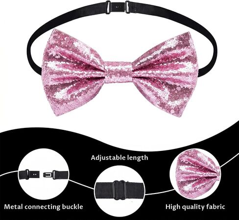 Ymapinc Sequin Bow Tie Sparkly Adjustable Glitter Necktie for Men Shiny Pre Tied Neck Ties for Banquet Carnival Costume Party in Kuwait