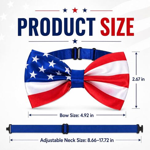 Men's American Flag Bow Tie, Adjustable USA Patriotic Bow Tie Necktie for Boy & Girl, American Flag 4th of July Bow Ties Unisex Pet Accessories in Saudi Arabia