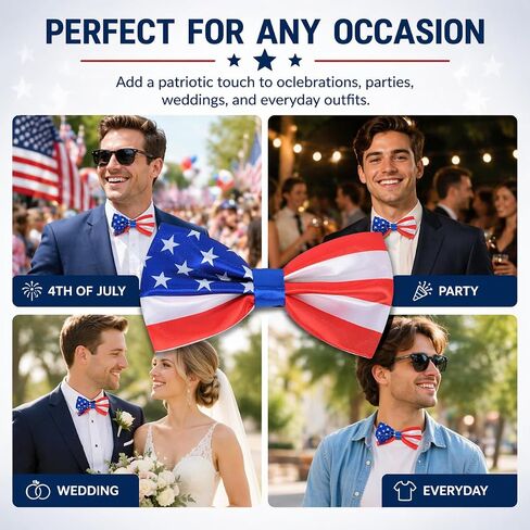 Men's American Flag Bow Tie, Adjustable USA Patriotic Bow Tie Necktie for Boy & Girl, American Flag 4th of July Bow Ties Unisex Pet Accessories in Saudi Arabia