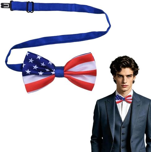 American Flag Bow Tie for Men Boys Dogs Bowtie Pretied Adjustable Bow Ties for Kids Men Independence Day Outfit Accessories for Boys Male Patriotic Bow Tie for Dogs Cats Bowties 4th of July Bow Ties in Kuwait