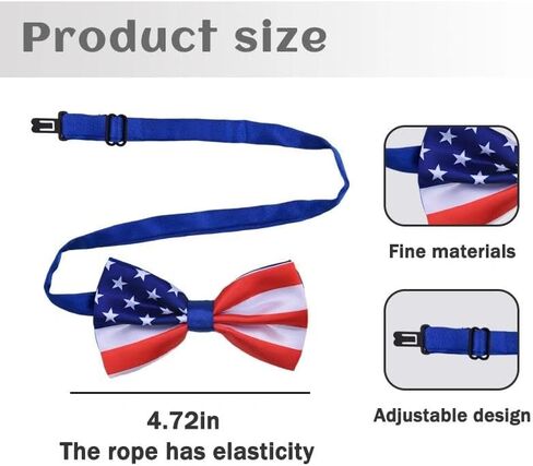 American Flag Bow Tie for Men Boys Dogs Bowtie Pretied Adjustable Bow Ties for Kids Men Independence Day Outfit Accessories for Boys Male Patriotic Bow Tie for Dogs Cats Bowties 4th of July Bow Ties in Kuwait