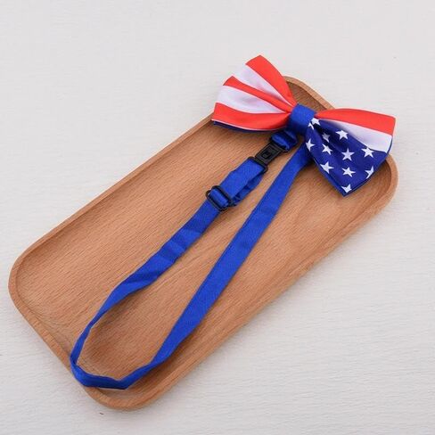 American Flag Bow Tie for Men Boys Dogs Bowtie Pretied Adjustable Bow Ties for Kids Men Independence Day Outfit Accessories for Boys Male Patriotic Bow Tie for Dogs Cats Bowties 4th of July Bow Ties in Kuwait