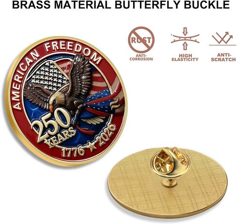 10/20/50/100PCS Enamel 250 Years of Freedom American Enamel Lapel Pins Bulk, 250th Anniversary Badge USA Patriotic Brooches For Backpack Hat Bag Souvenir Gifts in Saudi Arabia