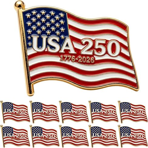 SOWPOPY 250 Anniversary USA Flag Lapel Pins, America 250th Enamel Pin for Men Women Hats Shirts, 250th Anniversary Merchandise Bulk for Patriot Independence Day Gifts in Saudi Arabia