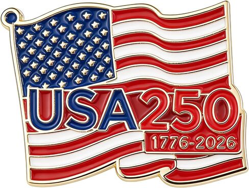 2/6/12/24/50 Pcs 250 Anniversary Pins 1776-2026, American Flag 4th of July Pins, USA Patriotic Brooch for Independence Day Veterans Day Memorial Day in Kuwait