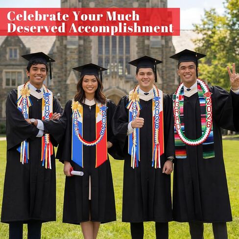 Spakon 2026 Graduation Lei Set, Philippines Embroidered Country Flag Graduation Sash Filipino Stole for Graduate Gifts Party in Kuwait