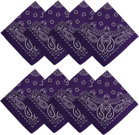 100% Soft Cotton Bandanas for Men and Women, 8 Pack Paisley Pattern Handkerchiefs, Bandana Headband Head Scarf 21x21 Inch in Saudi Arabia