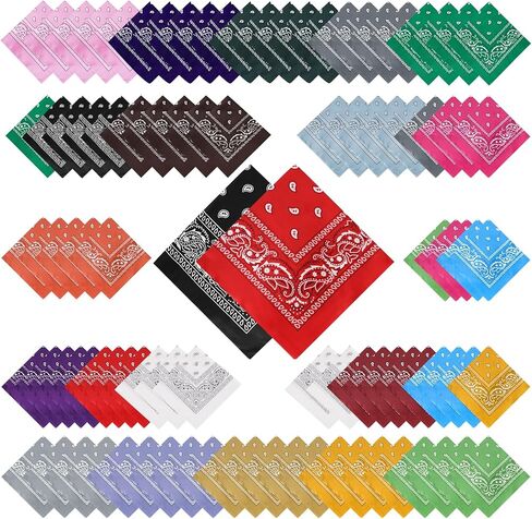 100 Pcs Bandanas multipurpose Paisley Bandanas Bulk Unisex Cowboy Bandana Head Wrap Necktie Face Cover For daily use, parties Costume Replace anytime in Saudi Arabia