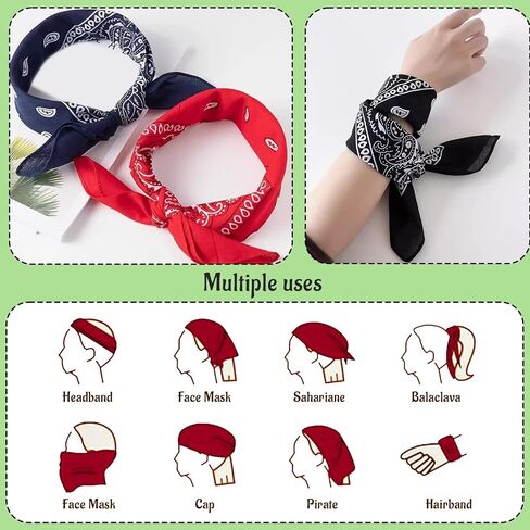 100 Pcs Bandanas multipurpose Paisley Bandanas Bulk Unisex Cowboy Bandana Head Wrap Necktie Face Cover For daily use, parties Costume Replace anytime in Saudi Arabia