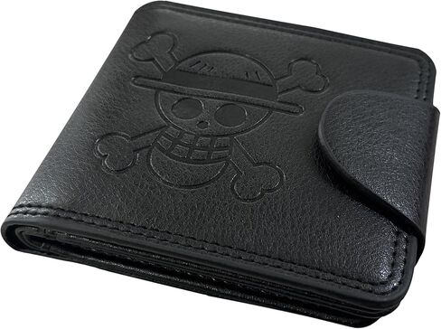 OP Anime Wallet for Men, Straw Hat Luffy Cartoon Novelty Keychain Gift Set Faux Leather Bifold Wallet (Black1) in Kuwait