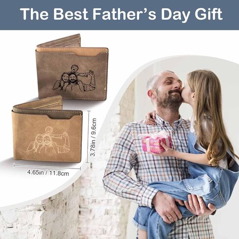 MyPupSocks Personalized Fathers Day Gift Custom Wallet for Men with Photo Name Engraving Mens Engraved Wallet for Dad Husband Boyfriend from Wife Daughter in Saudi Arabia