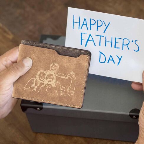 MyPupSocks Personalized Fathers Day Gift Custom Wallet for Men with Photo Name Engraving Mens Engraved Wallet for Dad Husband Boyfriend from Wife Daughter in Saudi Arabia