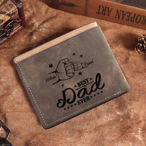 MyPupSocks Personalized Fathers Day Gift Custom Wallet for Men with Photo Name Engraving Mens Engraved Wallet for Dad Husband Boyfriend from Wife Daughter in Saudi Arabia