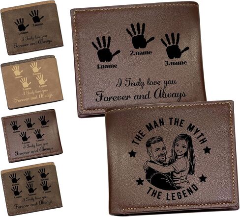 MyPupSocks Personalized Fathers Day Gift Custom Wallet for Men with Photo Name Engraving Mens Engraved Wallet for Dad Husband Boyfriend from Wife Daughter in Saudi Arabia