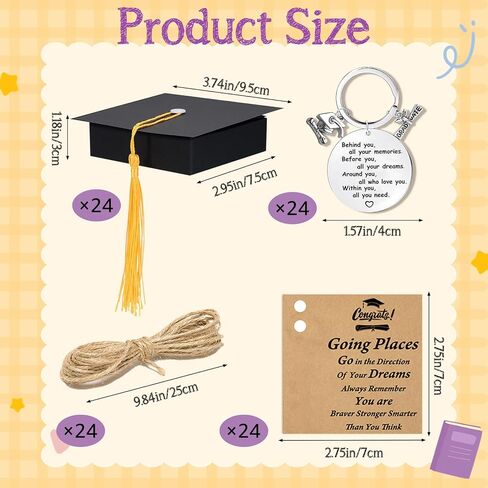 24 Sets 2026 Graduation Gifts Bulk, with Positive Behind You All Your Memories Keychain, Quote Graduation Card, Grad Cap Box for Class of 2026, Graduation Gifts for Students, Adventure Begins Gifts in Saudi Arabia