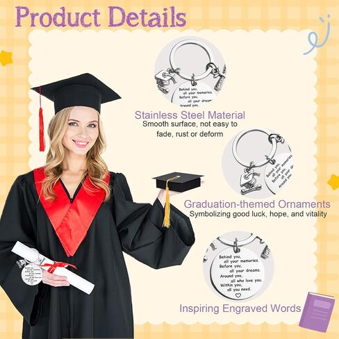 24 Sets 2026 Graduation Gifts Bulk, with Positive Behind You All Your Memories Keychain, Quote Graduation Card, Grad Cap Box for Class of 2026, Graduation Gifts for Students, Adventure Begins Gifts in Saudi Arabia