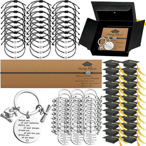 24 Sets 2026 Graduation Gifts Bulk, Positive Behind You All Your Memories Keychain, Compass Bracelets, Graduation Card, Cap Box for Class of 2026, Graduation Gifts for Students, Adventure Begins Gifts in Saudi Arabia