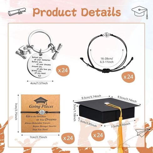 24 Sets 2026 Graduation Gifts Bulk, Positive Behind You All Your Memories Keychain, Compass Bracelets, Graduation Card, Cap Box for Class of 2026, Graduation Gifts for Students, Adventure Begins Gifts in Saudi Arabia