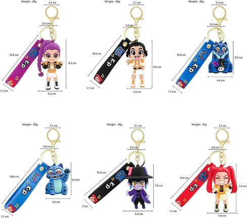 Demon Moives Hunters Cute Keychains Set, Mini Doll Figurine Collectibles Fun Keyring Jewelry Toy Gifts for Fans (6 Set) in Kuwait