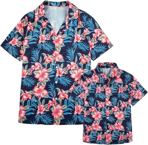 Dad and Son Matching Shirts Hawaiian Father and Son Matching Shirt Family Matching Outfits Tops in Kuwait