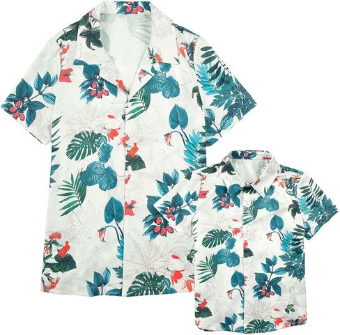 Dad and Son Matching Shirts Hawaiian Father and Son Matching Shirt Family Matching Outfits Tops in Kuwait
