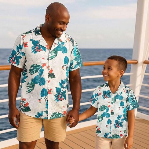 Dad and Son Matching Shirts Hawaiian Father and Son Matching Shirt Family Matching Outfits Tops in Kuwait